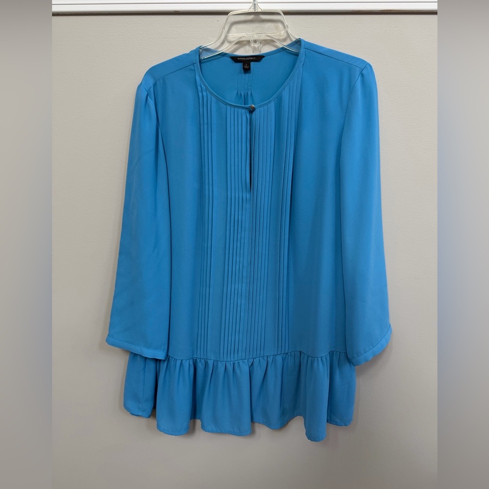 Banana Republic Blue Pleated Blouse
